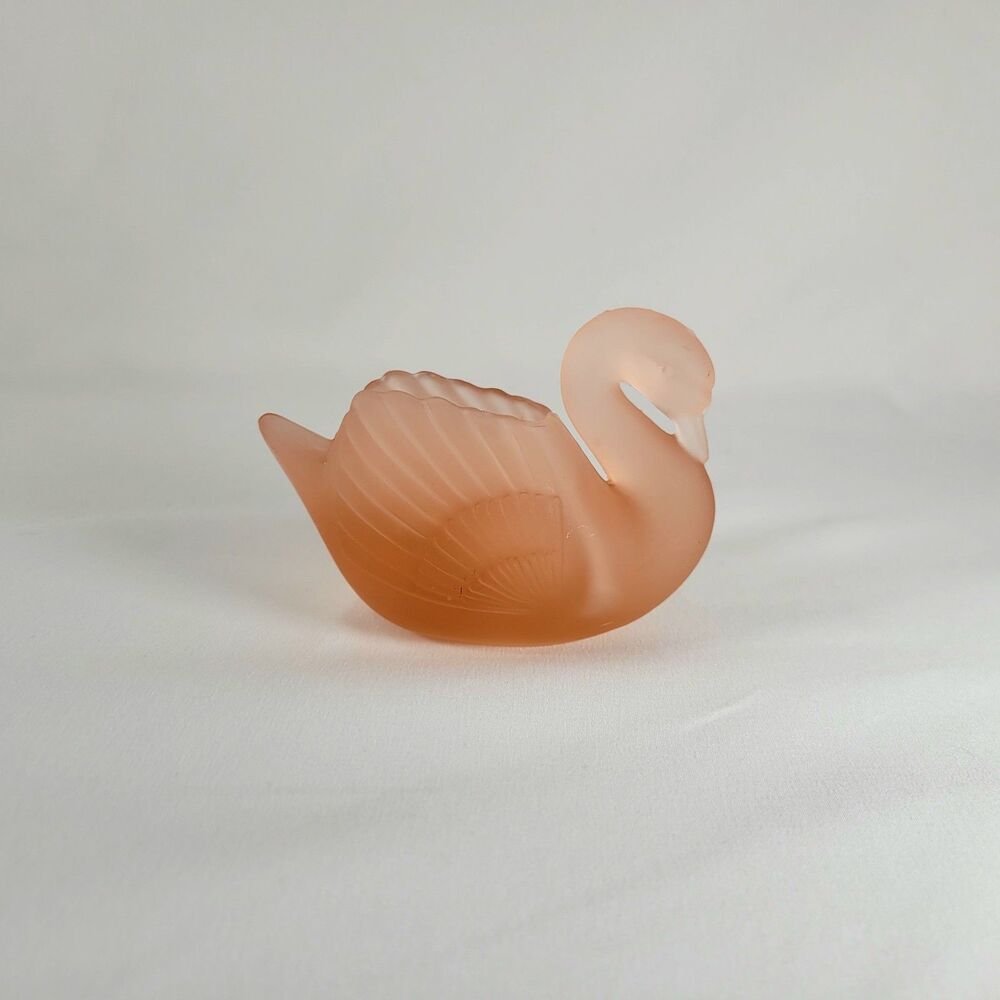Vintage Pink Glass Swan Candle Trinket Ring Holder Wedding Cottagecore Coquette
